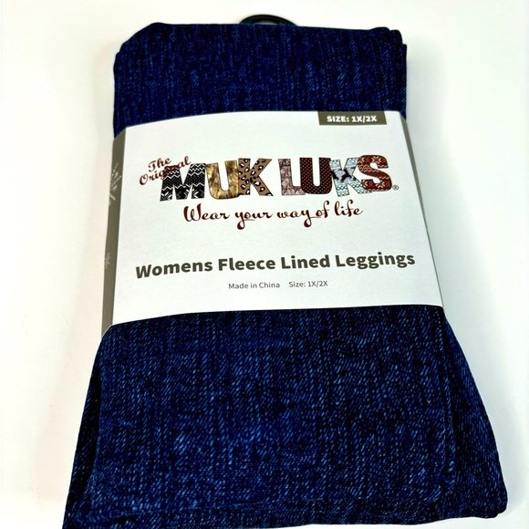 Muk Luk Women’s Fleece Lined Leggings Plus Size 1X -2X - Picture 1 of 6
